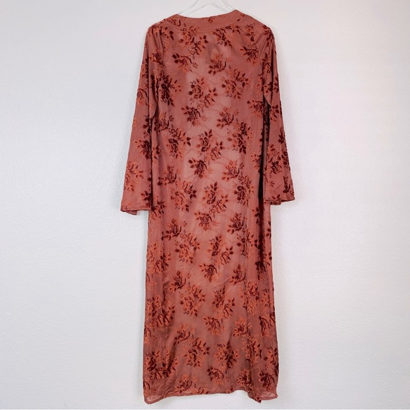 NWT Gypsy Tale By Gia Rust Velvet Burnout Long Kimono/Duster Size S - Picture 2 of 7